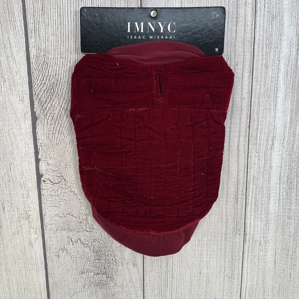 Red Velvet Dog Coat SMALL Quilted Satin Lined Isaac Mizrahi IMNYC City Jacket